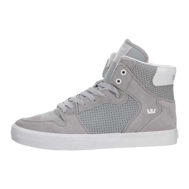 Buty Supra VAIDER - Sneakersy Wysokie Męskie - Szare Białe (NKLA-86457)